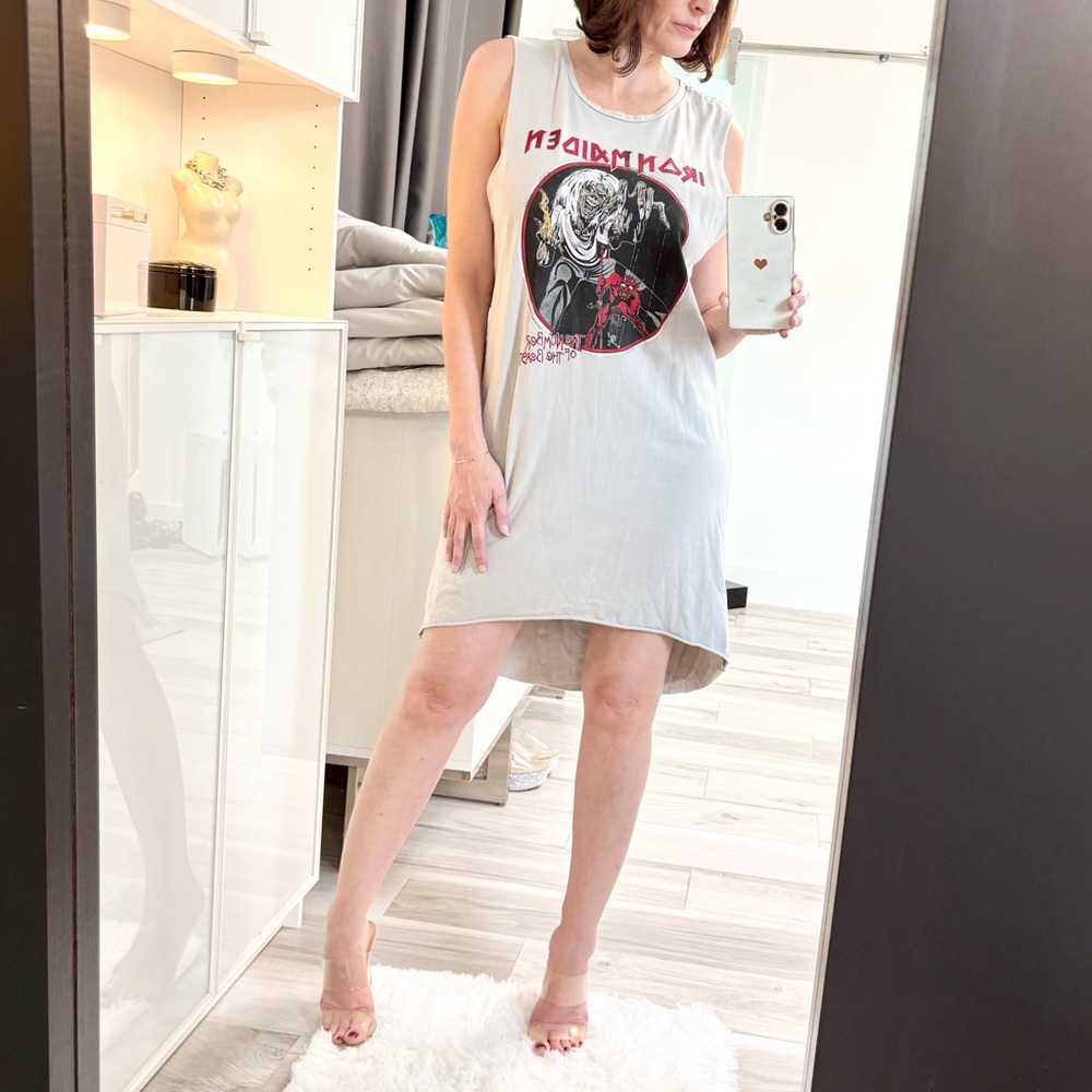H&M Divided Gray Iron Maiden Graphic Tee Tank Dress